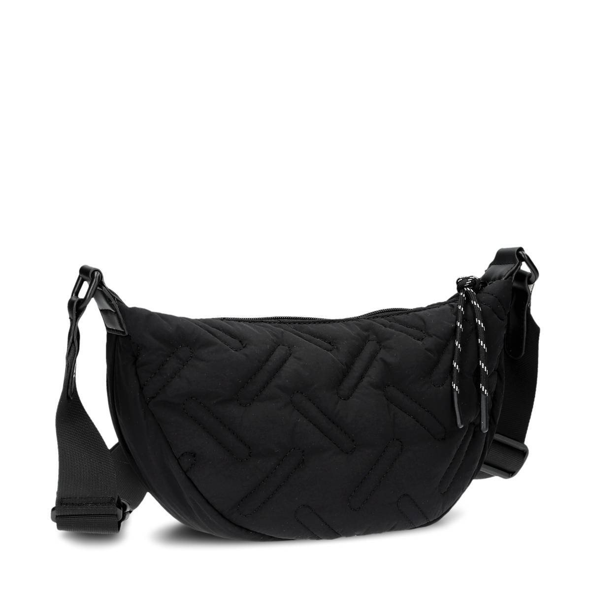 Borsa A Tracolla Donna A Mezzaluna In Nylon – 34x22x9 Cm, 3 Tasche Esterne Con Zip, Tracolla Regolabile, Leggera E Versatile - 3
