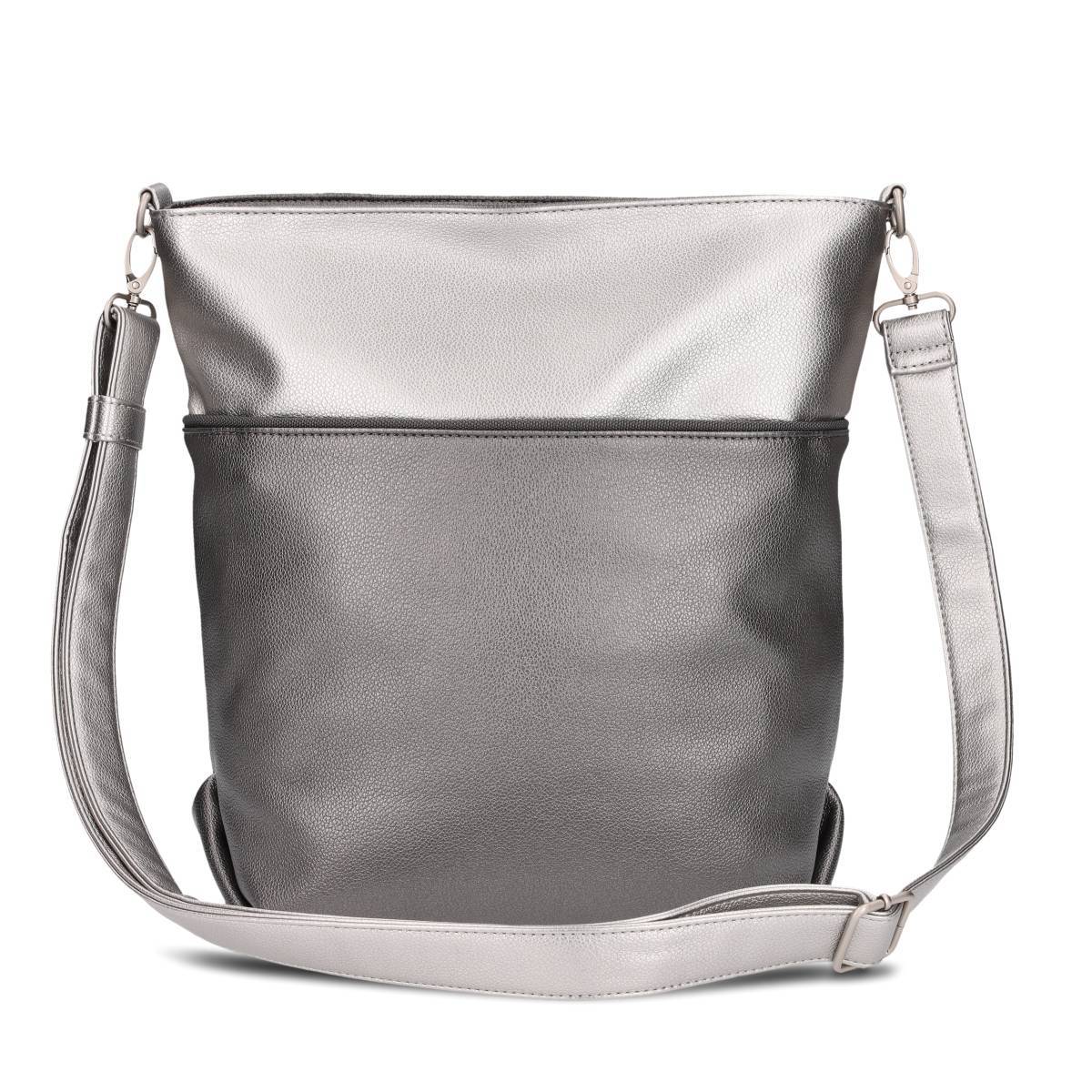 Zwei Umhängetasche Jana J12 Crossbody Bag 9 L Handtasche Bicolor Canvas-Stil Passender Kosmetikbeutel Extra Schultergurt & Schlüsselband, Schultertasche DIN-A4 Passend (blush Tasche Zwei Damen