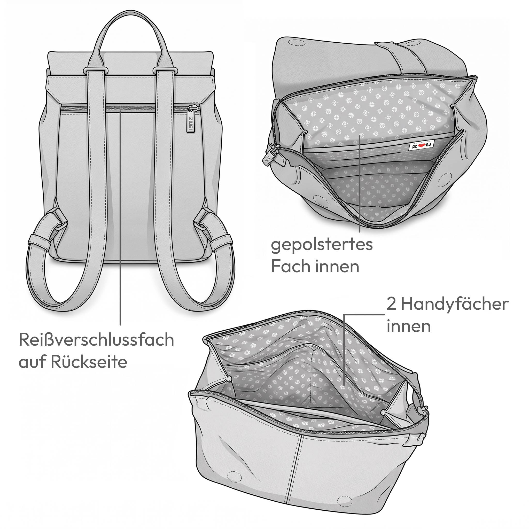 ZWEI® small ladies city backpack :: buy MADEMOISELLE.M MR8